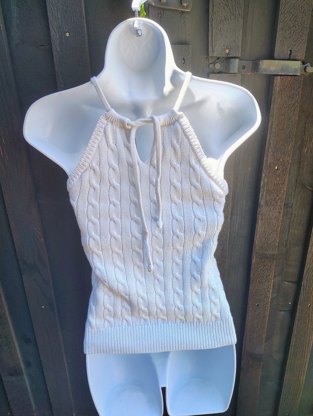 Ralph Lauren White Cable Knit Halter Tank with Polo Pony - Picture 5 of 7